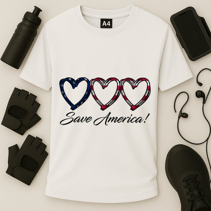 Save America USA Heart Cooling Performance Crew T-Shirt