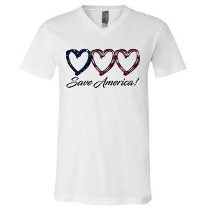 Save America USA Heart V-Neck T-Shirt