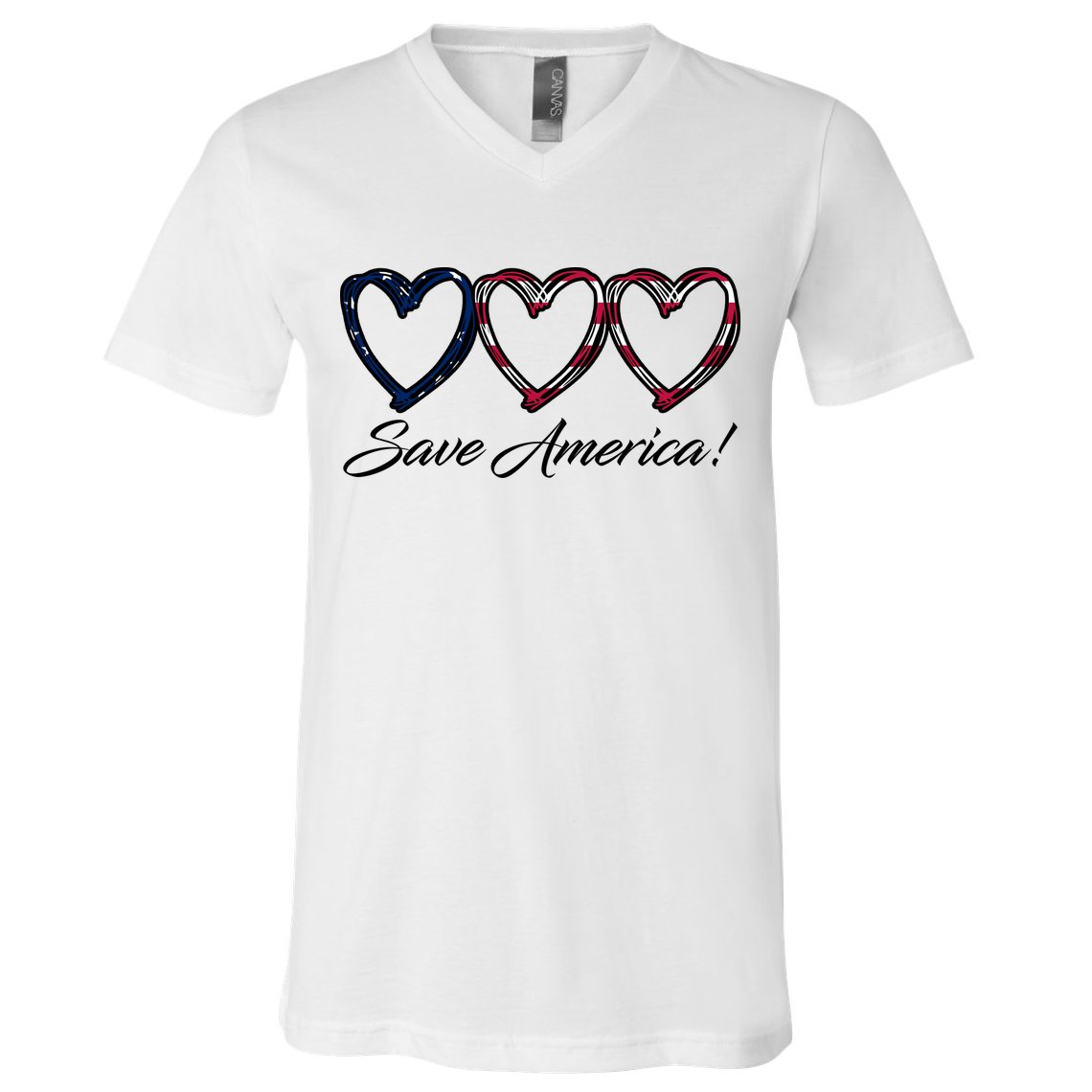 Save America USA Heart V-Neck T-Shirt