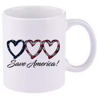 Save America USA Heart 11oz C Handle Ceramic Mug