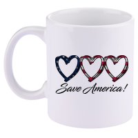 Save America USA Heart 11oz C Handle Ceramic Mug