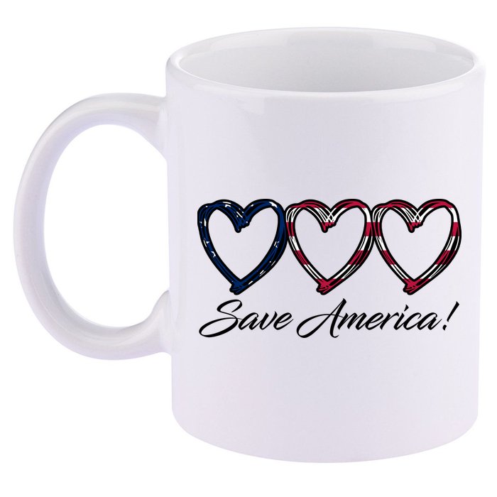 Save America USA Heart 11oz C Handle Ceramic Mug