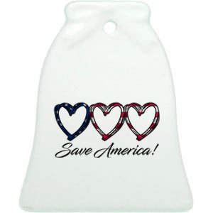 Save America USA Heart Ceramic Bell Ornament