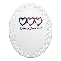 Save America USA Heart Ceramic Oval Ornament