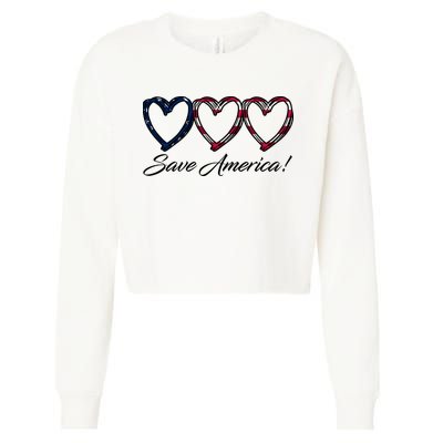 Save America USA Heart Cropped Pullover Crew