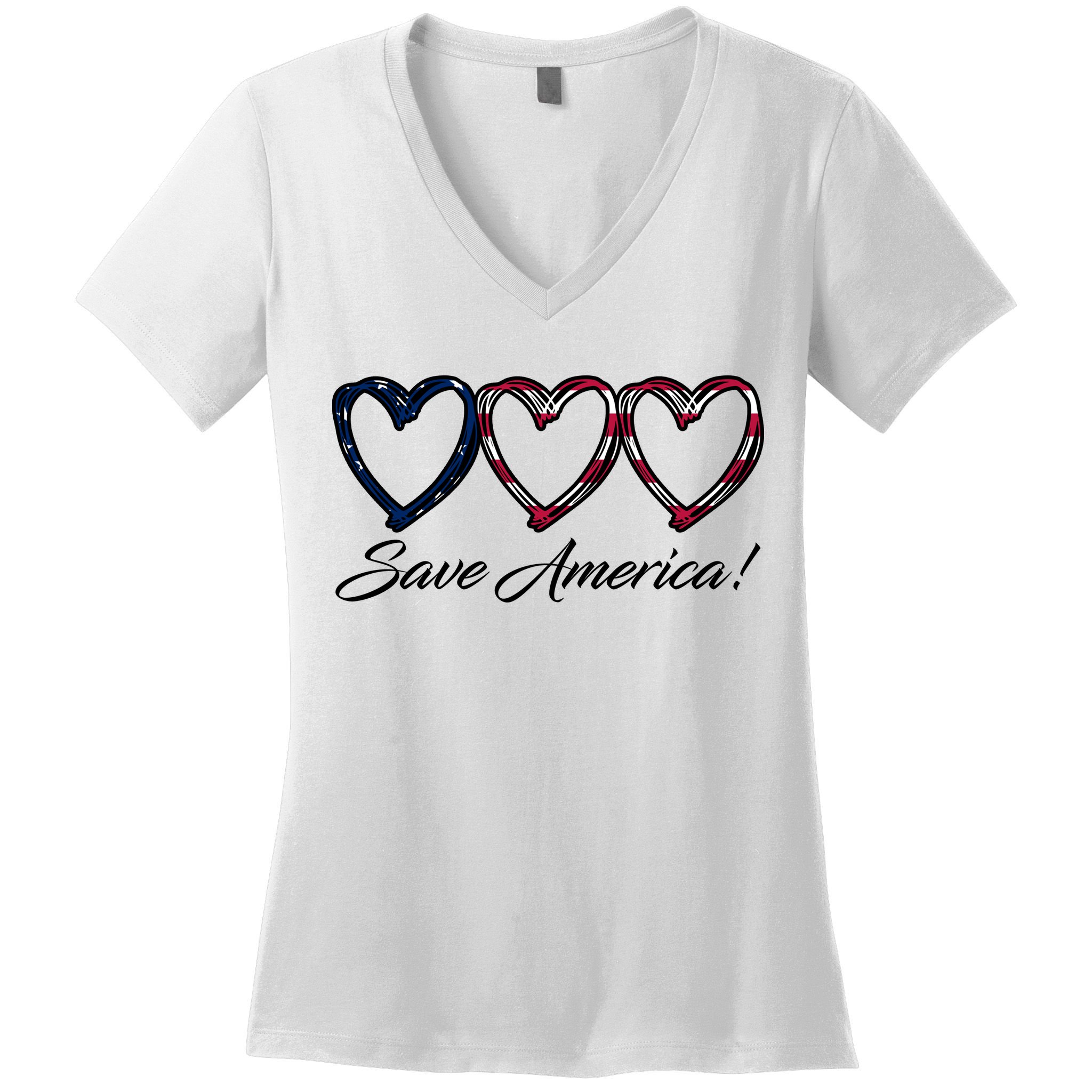 Save America USA Heart Women's V-Neck T-Shirt