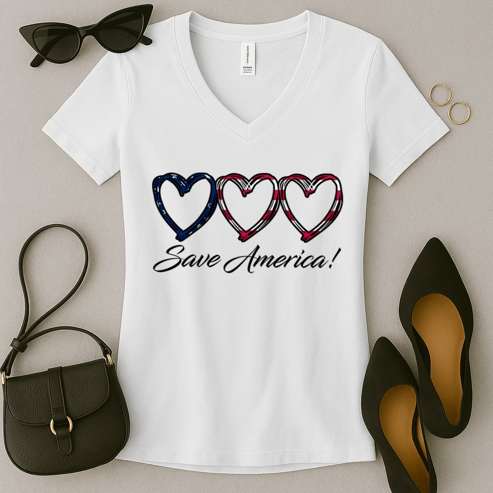 Save America USA Heart Women's V-Neck T-Shirt