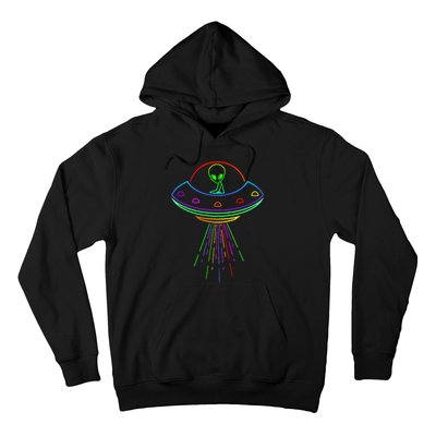 Space Alien Ufo Neon Lights Rave Alien Lovers Hoodie