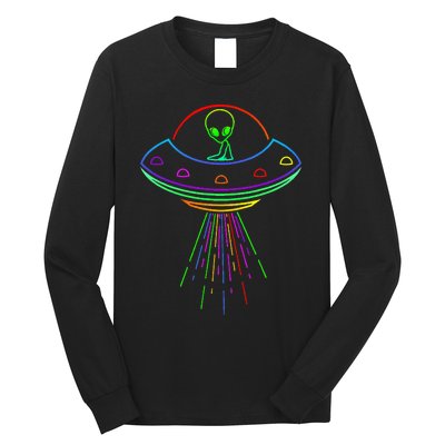 Space Alien Ufo Neon Lights Rave Alien Lovers Long Sleeve Shirt