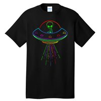 Space Alien Ufo Neon Lights Rave Alien Lovers Tall T-Shirt