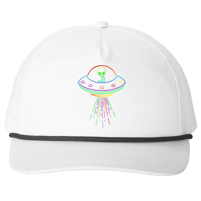 Space Alien Ufo Neon Lights Rave Alien Lovers Snapback Five-Panel Rope Hat