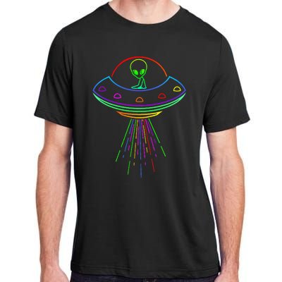 Space Alien Ufo Neon Lights Rave Alien Lovers Adult ChromaSoft Performance T-Shirt