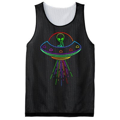 Space Alien Ufo Neon Lights Rave Alien Lovers Mesh Reversible Basketball Jersey Tank