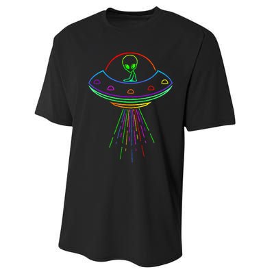 Space Alien Ufo Neon Lights Rave Alien Lovers Performance Sprint T-Shirt