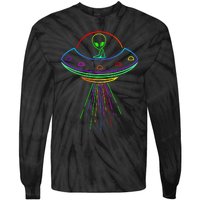 Space Alien Ufo Neon Lights Rave Alien Lovers Tie-Dye Long Sleeve Shirt