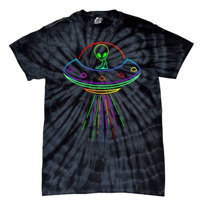 Space Alien Ufo Neon Lights Rave Alien Lovers Tie-Dye T-Shirt