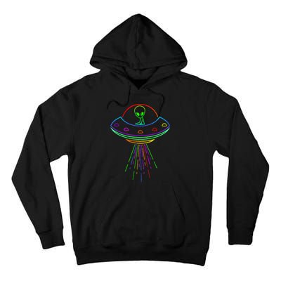 Space Alien Ufo Neon Lights Rave Alien Lovers Tall Hoodie