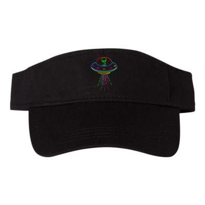 Space Alien Ufo Neon Lights Rave Alien Lovers Valucap Bio-Washed Visor