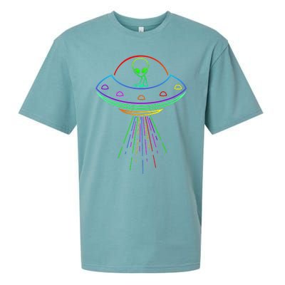 Space Alien Ufo Neon Lights Rave Alien Lovers Sueded Cloud Jersey T-Shirt