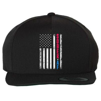 Sober Af Us Flag Support Sobriety Cause Recovery Sober Wool Snapback Cap