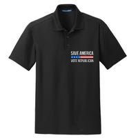 Save America Vote Republican American Flag Vintage Dry Zone Grid Polo