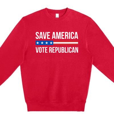 Save America Vote Republican American Flag Vintage Premium Crewneck Sweatshirt