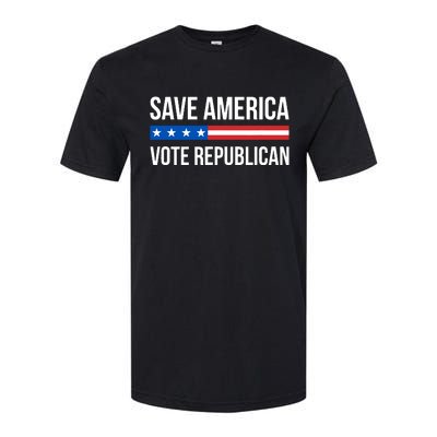 Save America Vote Republican American Flag Vintage Softstyle CVC T-Shirt