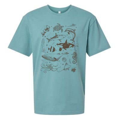 Sea Animal Vintage 90s Tattoo Sueded Cloud Jersey T-Shirt