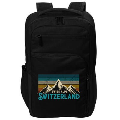 Switzerland Alps Vintage Mountains Swiss Souvenir Gift Impact Tech Backpack