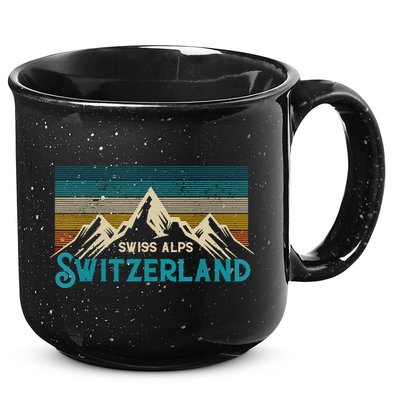 Switzerland Alps Vintage Mountains Swiss Souvenir Gift 15oz Campfire Ceramic Mug