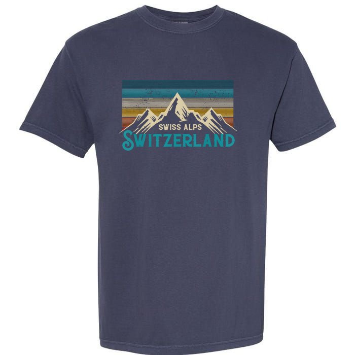 Switzerland Alps Vintage Mountains Swiss Souvenir Gift Garment-Dyed Heavyweight T-Shirt