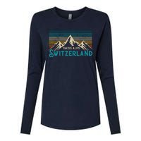 Switzerland Alps Vintage Mountains Swiss Souvenir Gift Womens Cotton Relaxed Long Sleeve T-Shirt