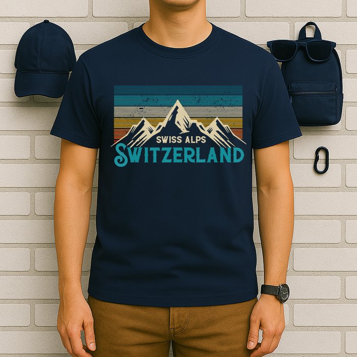 Switzerland Alps Vintage Mountains Swiss Souvenir Gift T-Shirt