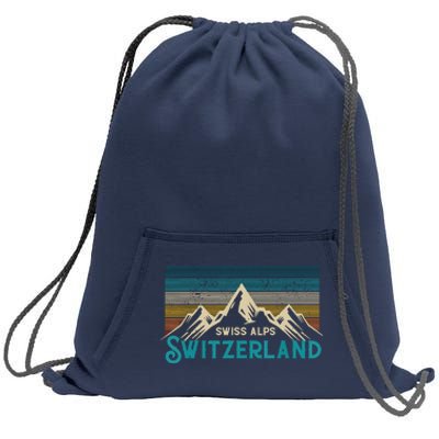 Switzerland Alps Vintage Mountains Swiss Souvenir Gift Sweatshirt Cinch Pack Bag