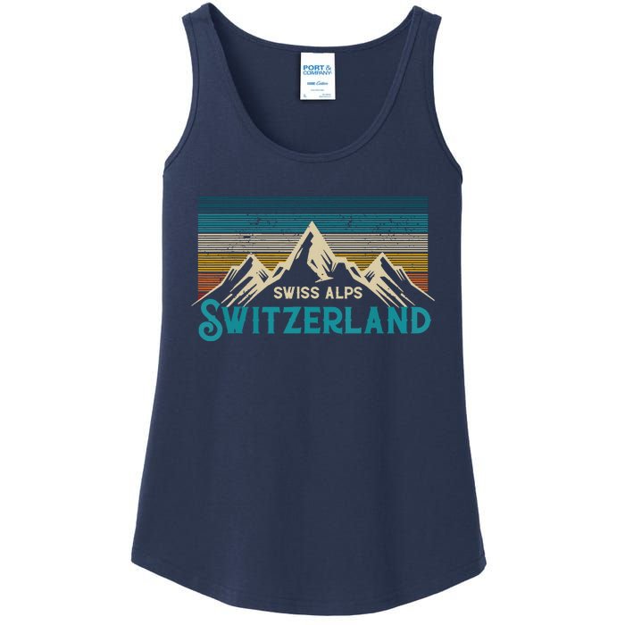 Switzerland Alps Vintage Mountains Swiss Souvenir Gift Ladies Essential Tank