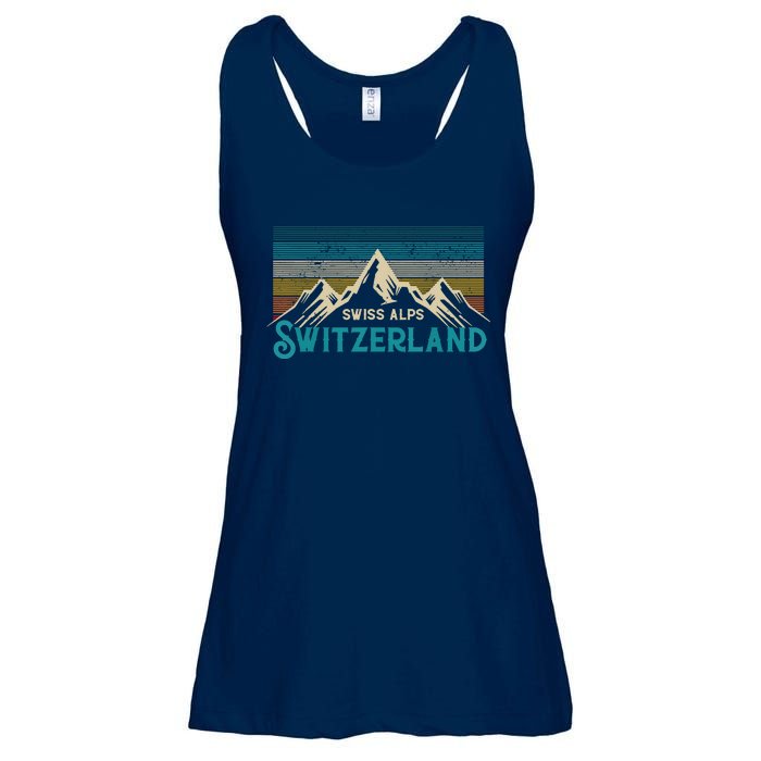 Switzerland Alps Vintage Mountains Swiss Souvenir Gift Ladies Essential Flowy Tank