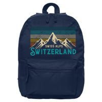 Switzerland Alps Vintage Mountains Swiss Souvenir Gift 16 in Basic Backpack