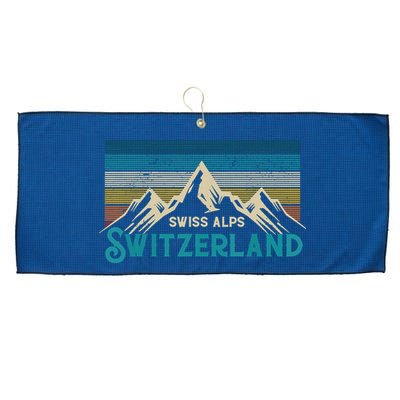 Switzerland Alps Vintage Mountains Swiss Souvenir Gift Large Microfiber Waffle Golf Towel