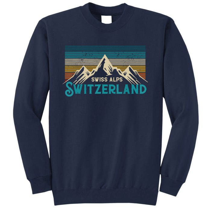 Switzerland Alps Vintage Mountains Swiss Souvenir Gift Tall Sweatshirt