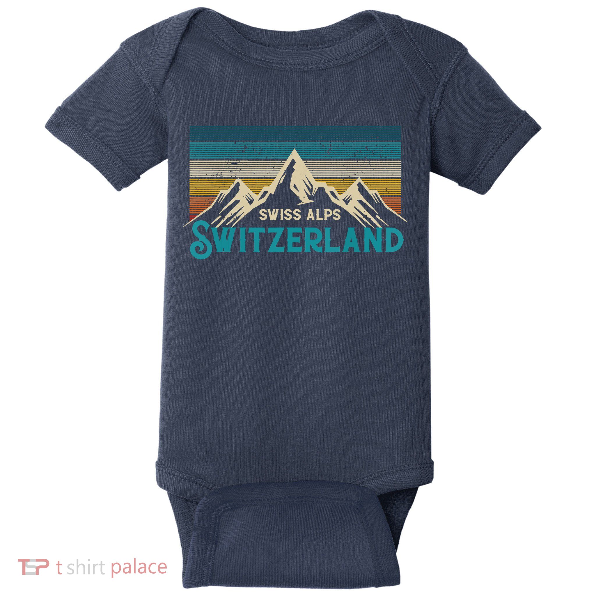 Switzerland Alps Vintage Mountains Swiss Souvenir Gift Baby Bodysuit