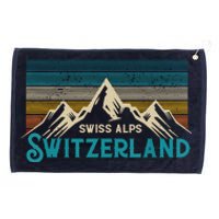 Switzerland Alps Vintage Mountains Swiss Souvenir Gift Grommeted Golf Towel