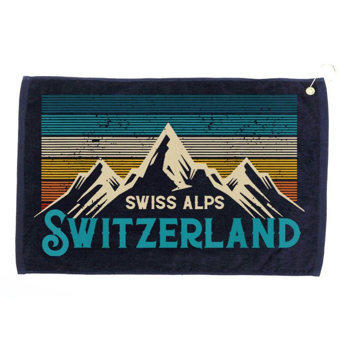 Switzerland Alps Vintage Mountains Swiss Souvenir Gift Grommeted Golf Towel