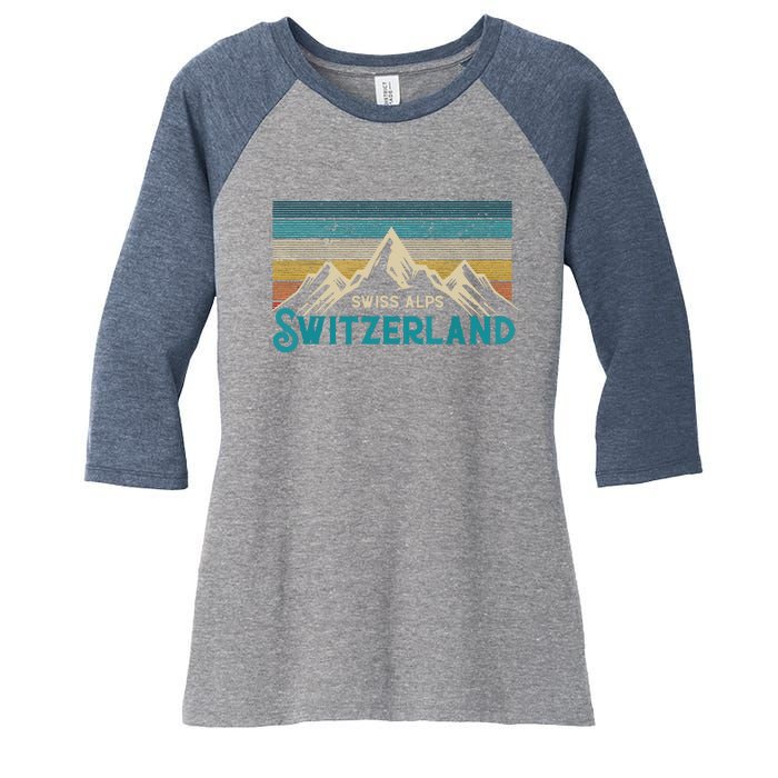 Switzerland Alps Vintage Mountains Swiss Souvenir Gift Women's Tri-Blend 3/4-Sleeve Raglan Shirt