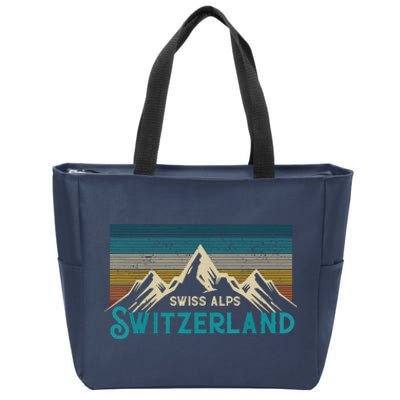 Switzerland Alps Vintage Mountains Swiss Souvenir Gift Zip Tote Bag