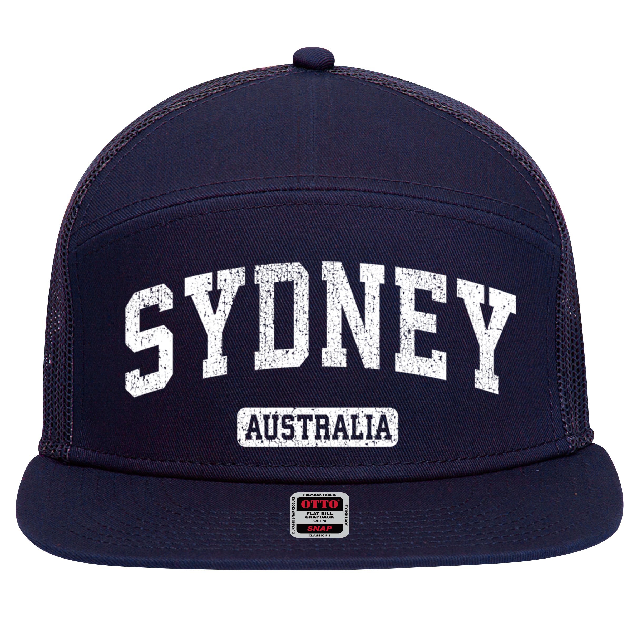 Sydney Australia Vintage Sports Design Long Sleeve 7 Panel Mesh Trucker Snapback Hat