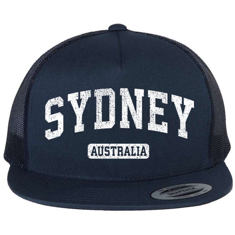Sydney Australia Vintage Sports Design Long Sleeve Flat Bill Trucker Hat