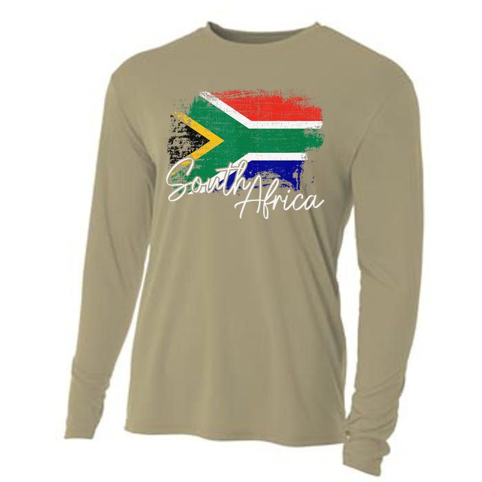 South Africa Vintage Flag South African Pride Roots Cooling Performance Long Sleeve Crew