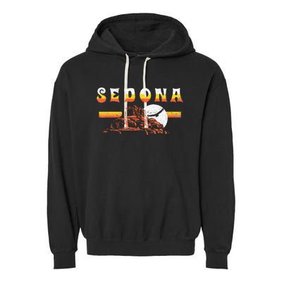 Sedona Arizona Vintage Distressed Bell Rock Hiking Retro Garment-Dyed Fleece Hoodie