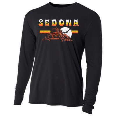 Sedona Arizona Vintage Distressed Bell Rock Hiking Retro Cooling Performance Long Sleeve Crew