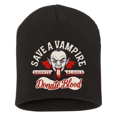 Save A Vampire Donate Blood Halloween Short Acrylic Beanie